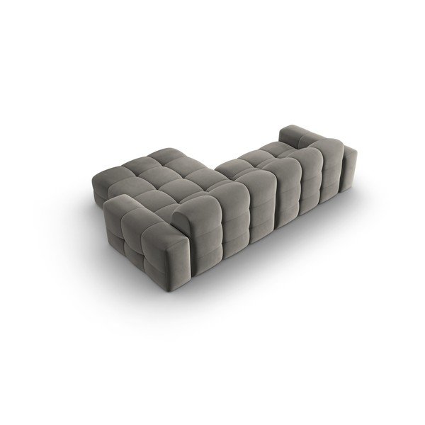 Pelēks samta stūra dīvāns (labais stūris) Kendal – Micadoni Home-image-4