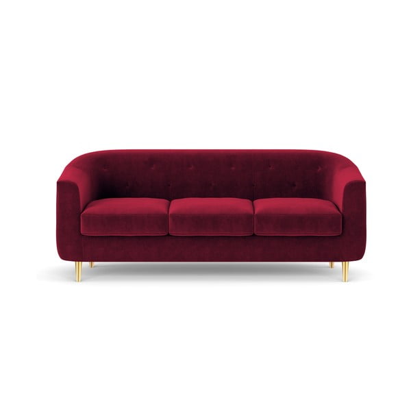 Sarkans samta dīvāns Kooko Home Corde, 175 cm