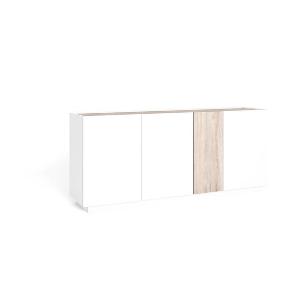 Balta/dabīga toņa kumode ar ozolkoka imitāciju 180x78 cm Udine – Marckeric-image-2