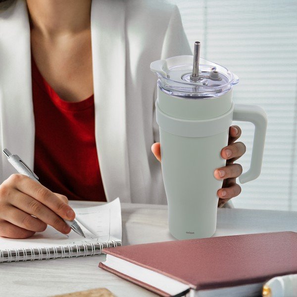 Salvijas zaļa termokrūze ar salmiņu 1,2 l Termo – Orion-image-1