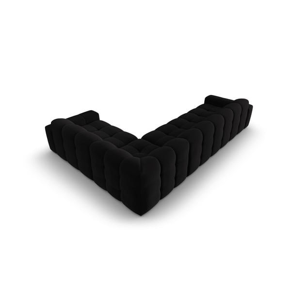 Melns samta stūra dīvāns (labais stūris) Kendal – Micadoni Home-image-4