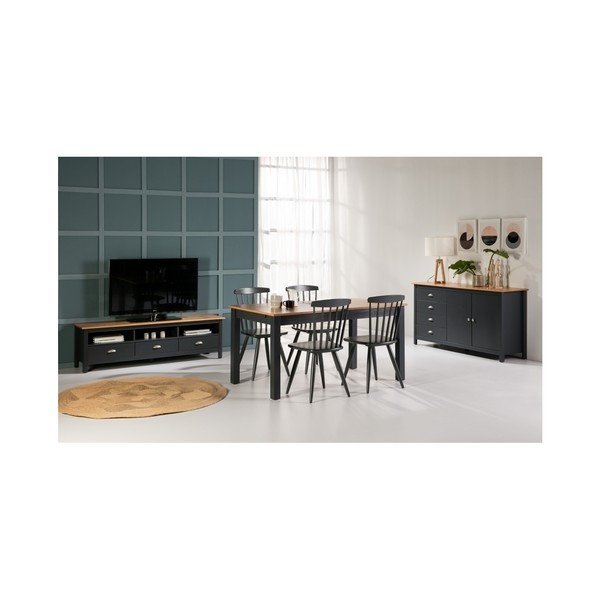 Antracīta pelēks izvelkamais pusdienu galds no priedes masīvkoka Marckeric Jade, 150 x 85 cm-image-4