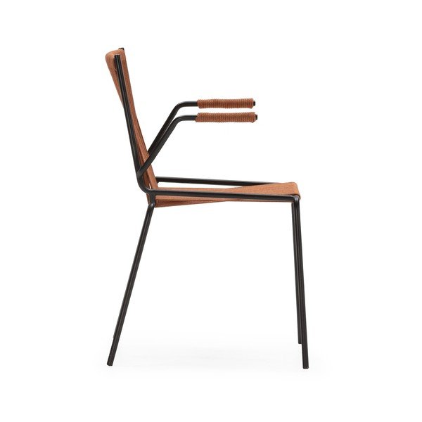 Terakotas oranži metāla pusdienu krēsli ar roku balstiem/saliekami vieni uz otra (2 gab.) Emily – Marckeric-image-3