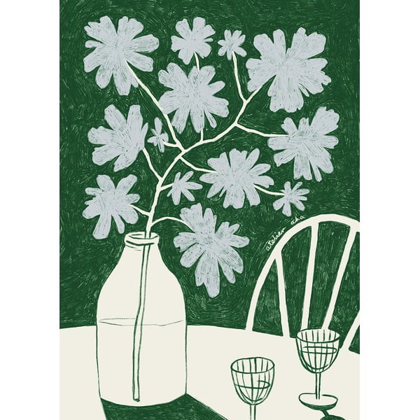 Plakāts 30x40 cm Blue Flowers & Red Wine – Anouk van Cleef – The Poster Club