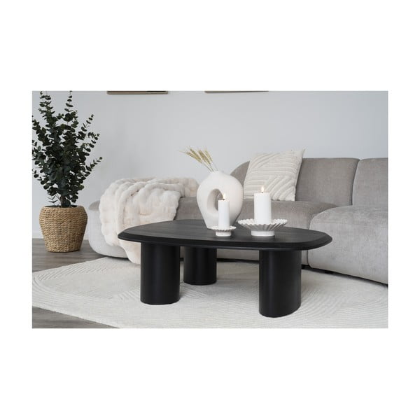 Melns žurnālgaldiņš ar oškoka imitācijas galda virsmu 78x96 cm Tirano – House Nordic-image-4