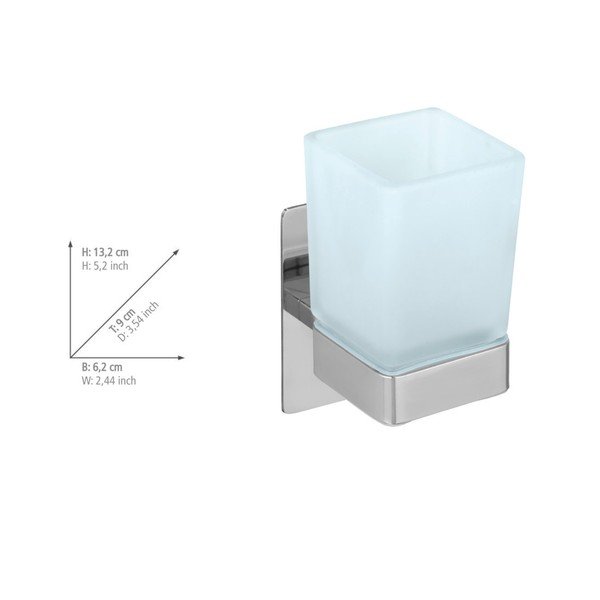 Spīdīgas sudraba krāsas stikla pašlīmējošs trauks zobu birstei Genova – Wenko-image-4