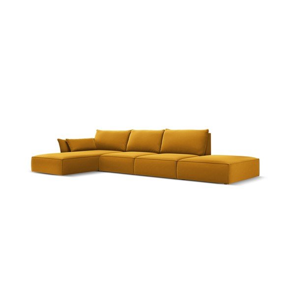 Sinepju dzeltens samta stūra dīvāns (ar kreiso stūri/ar zvilni) Vanda – Mazzini Sofas-image-2