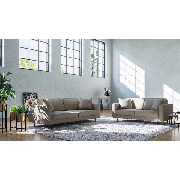 Gaiši brūns ādas dīvāns 207 cm Kobo – MESONICA-image-3