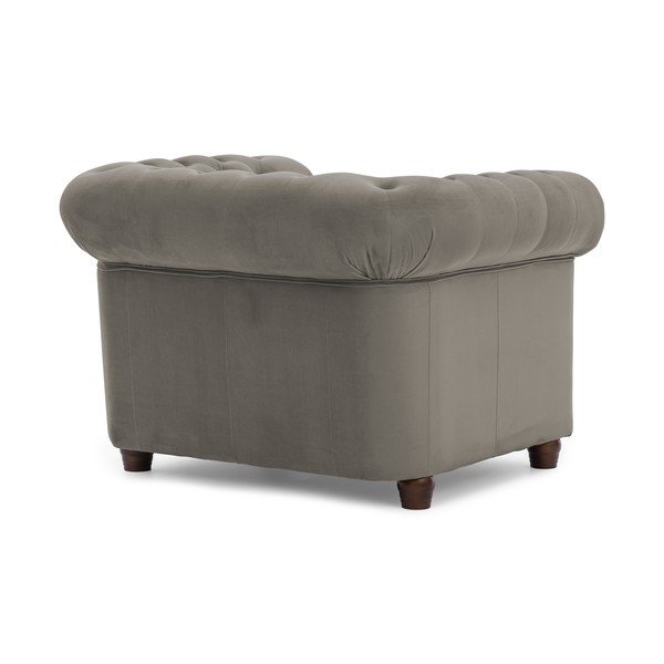 Pelēks samta Chesterfield atpūtas krēsls York Blik – Ropez-image-2