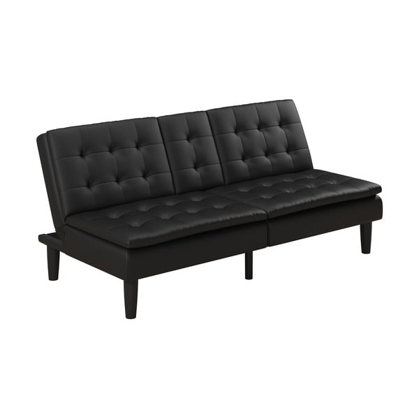 Melns salokāms dīvāns no ādas imitācijas 191 cm Maine – Støraa-image-2