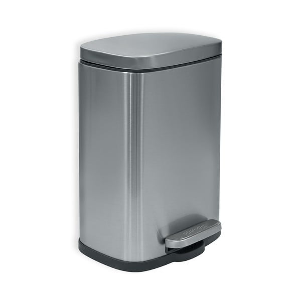 Matētas sudraba krāsas tērauda atkritumu tvertne ar pedāli 5 l   Akira – Spirella