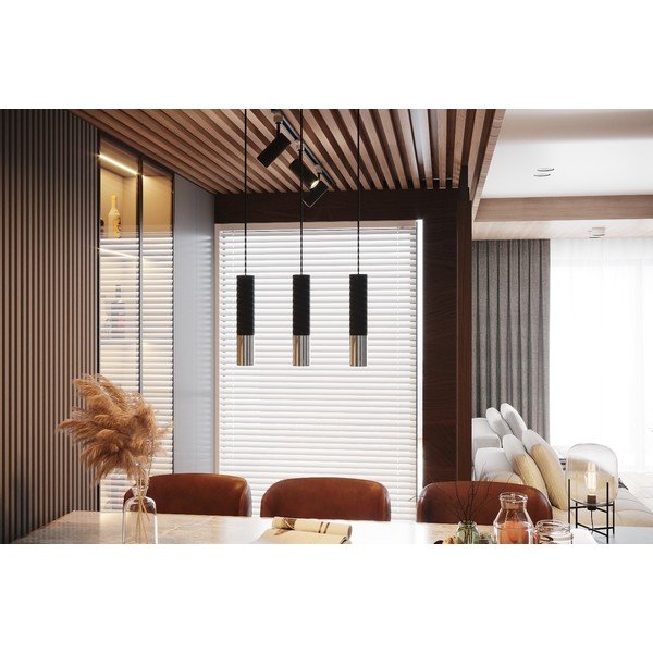 Melna/sudraba krāsas metāla piekaramā lampa ø 8 cm Longbot – Sollux-image-4