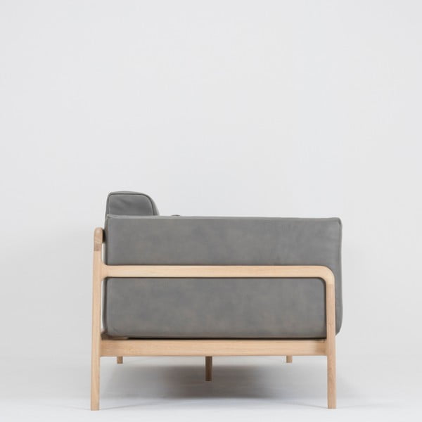 Tumši pelēks bifeļu ādas dīvāns ar masīvkoka konstrukciju Gazzda Fawn, 240 cm-image-4