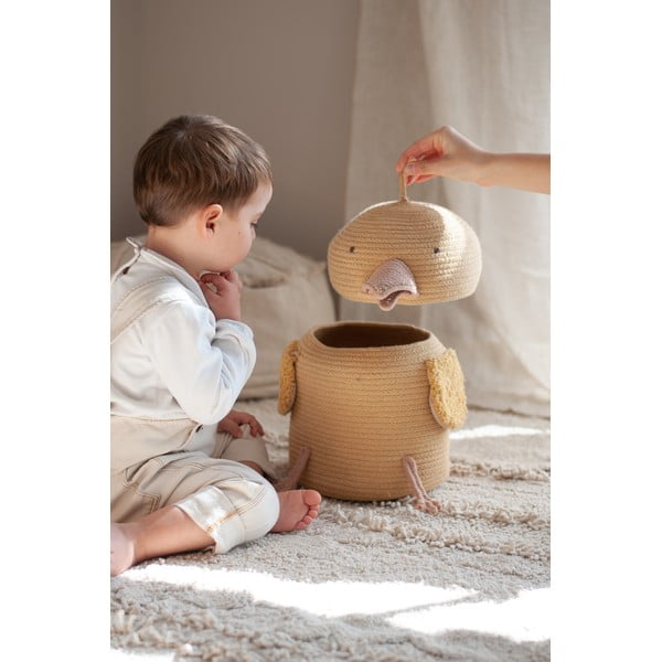 Dzeltens tekstila bērnu rotaļlietu grozs ø 25x30 cm Charlie the Chicken – Lorena Canals-image-1