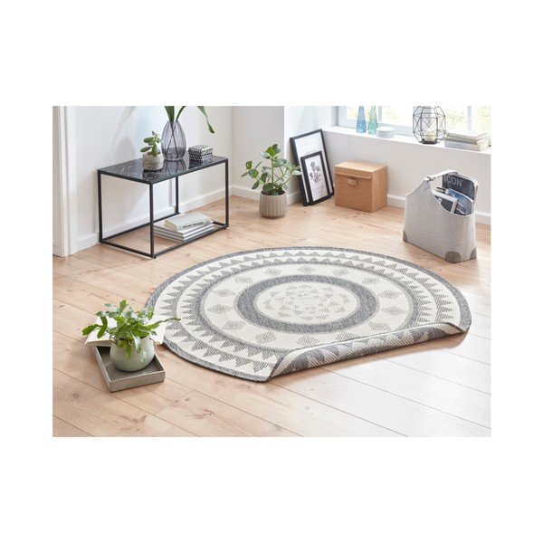 Pelēks un krēmkrāsas āra paklājs NORTHRUGS Jamaika, ⌀ 140 cm-image-2