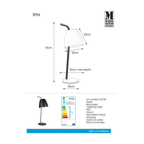 Melna galda lampa Markslöjd Spin Table Black-image-2