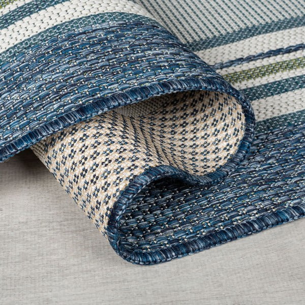 Zilganzaļš iekštelpu un āra paklājs 120x170 cm Roma Stripe – Flair Rugs-image-2