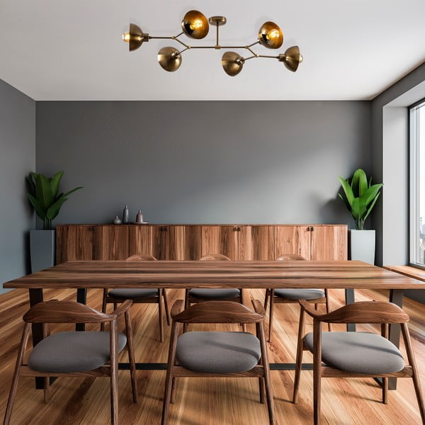 Zelta krāsas griestu lampa ar metāla abažūru 52x102 cm Dram – Opviq lights-image-1