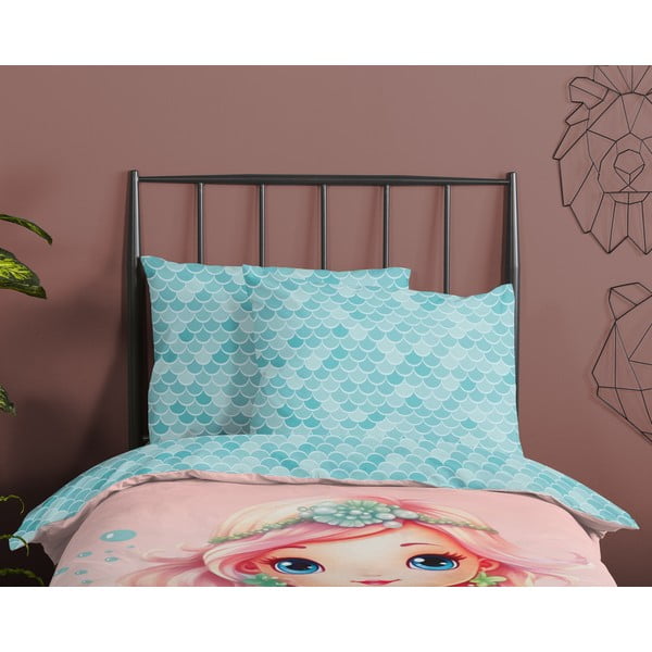 Zila/rozā vienguļamā kokvilnas bērnu gultas veļa 140x200 cm Alisse – Good Morning-image-2