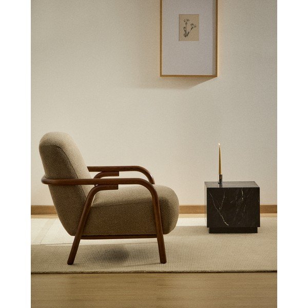 Pelēkbrūns atpūtas krēsls no šenila auduma Sylo – Kave Home-image-1