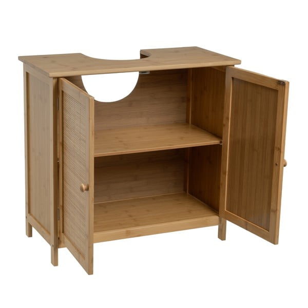 Dabīga toņa bambusa skapītis zem izlietnes 63x60 cm – Casa Selección-image-2