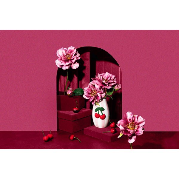 Dolomīta ar rokām apgleznota vāze Cherry – Sass & Belle-image-1