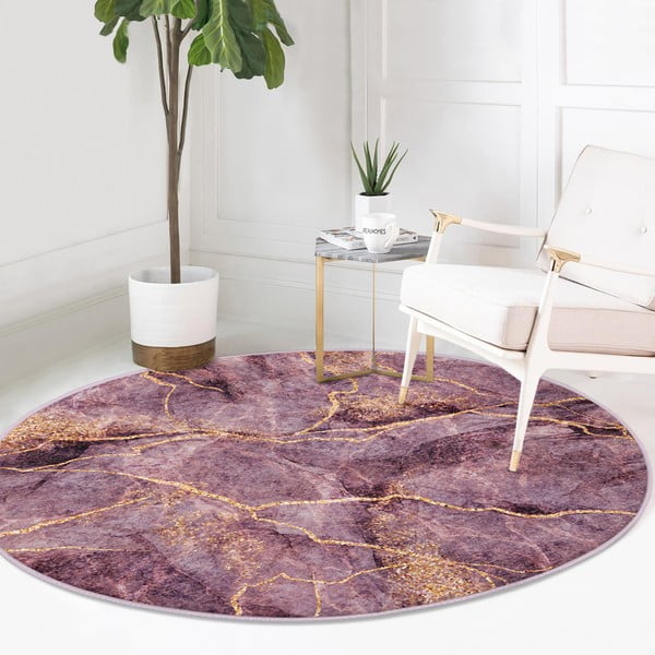 Rozā mazgājams robotu putekļu sūcējiem piemērots apaļš paklājs ø 80 cm Comfort – Mila Home-image-2