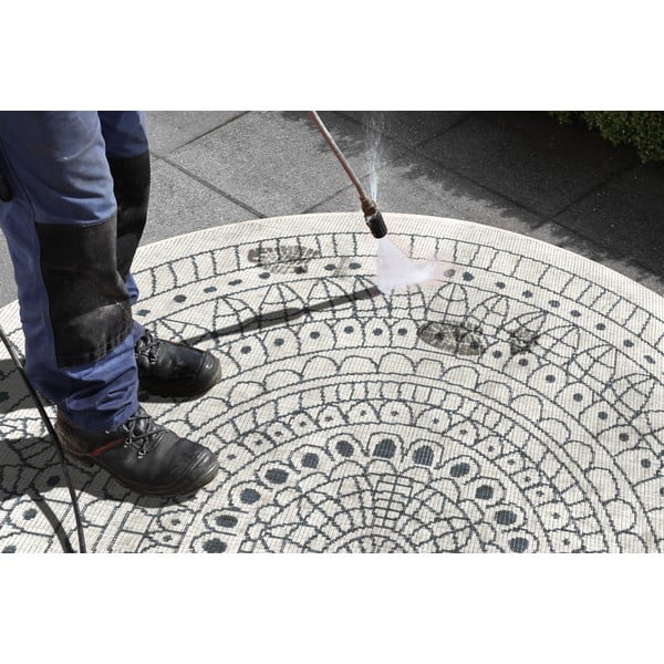 Pelēks un krēmkrāsas āra paklājs NORTHRUGS Porto, ø 200 cm-image-4