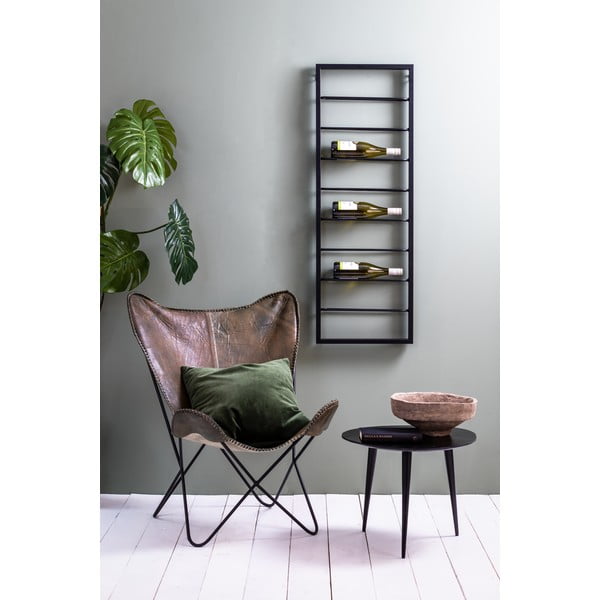 Melns sienas metāla vīna plaukts 42x120x6 cm Macaben – Light & Living-image-2