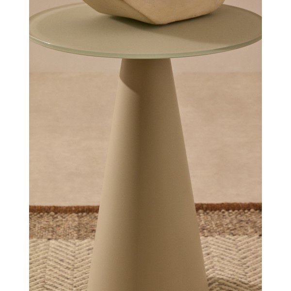 Apaļš sānu galdiņš ar stikla galda virsmu ø 35 cm Wilshire – Kave Home-image-2