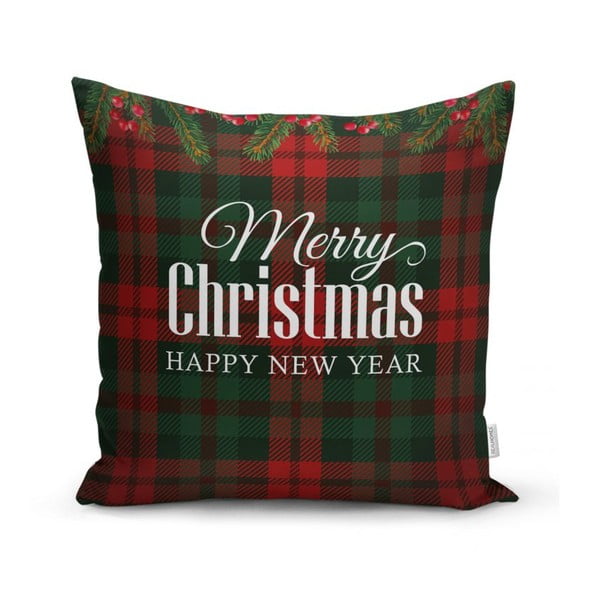 4 Ziemassvētku spilvendrānu un galdauta komplekts Minimalist Cushion Covers Tartan Christmas-image-1