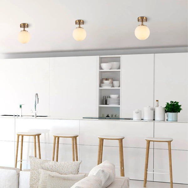 Balta/misiņa krāsas griestu lampa ar stikla abažūru ø 15 cm Atmaca – Opviq lights-image-3