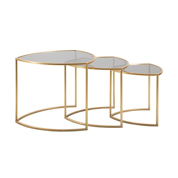 Zelta krāsas apaļi žurnālgaldiņi ar stikla galda virsmu (3 gab.) ø 60 cm Triangle – Mauro Ferretti-image-4
