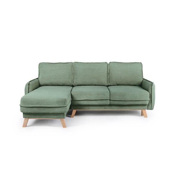Gaiši zaļš velveta salokāms stūra dīvāns (ar maināmu stūri) Tori – Bonami Selection