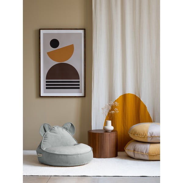 Piparmētru zaļš samta bērnu sēžammaiss Bear – Wigiwama-image-2