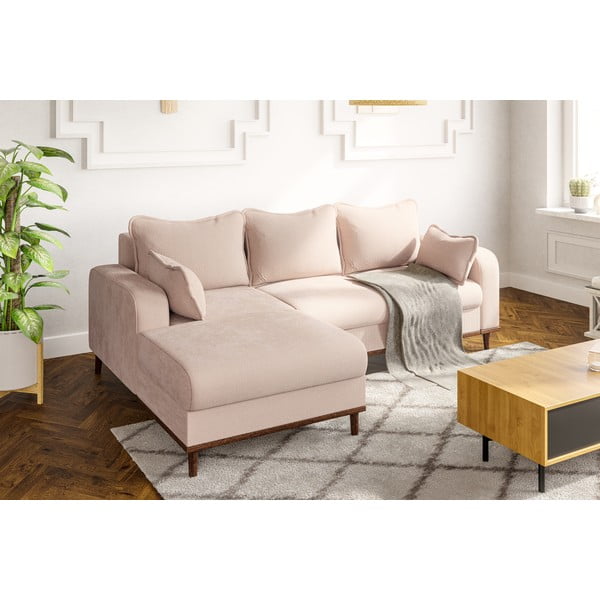 Bēšs velveta stūra dīvāns (ar kreiso stūri) Beata – Ropez-image-4