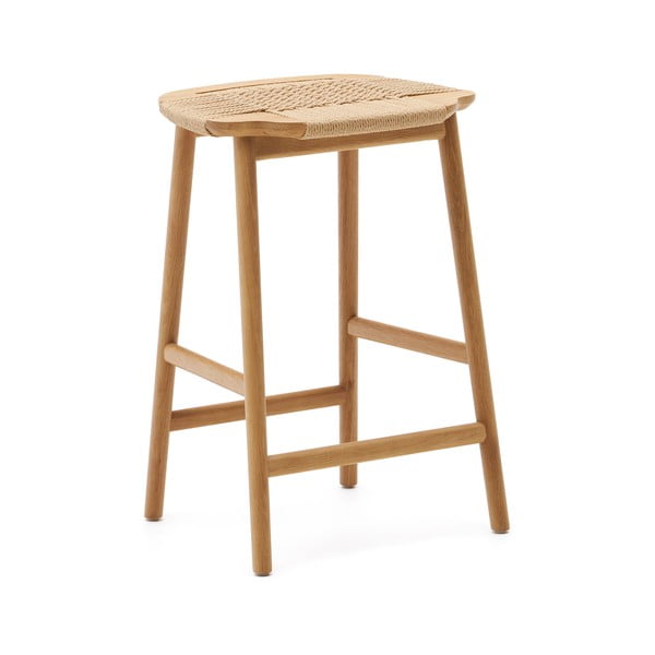 Dabīga toņa ozola masīvkoka bāra taburete (sēdekļa augstums 65 cm) Enit – Kave Home-image-3