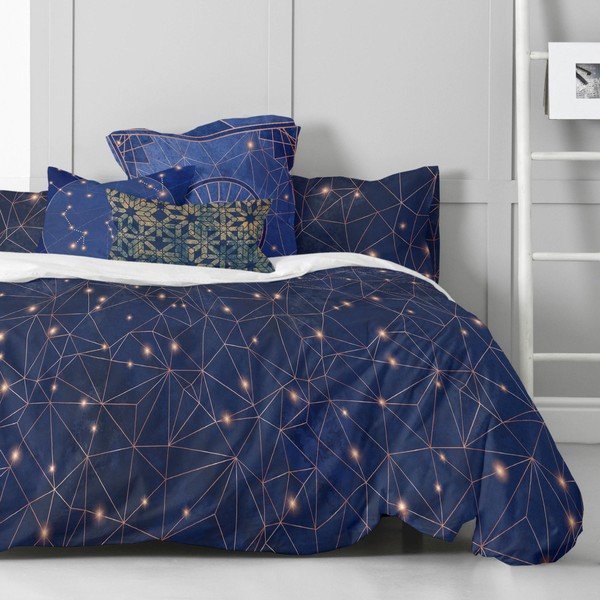 Kokvilnas segas pārvalks Blanc Deep Blue, 140 x 200 cm-image-1