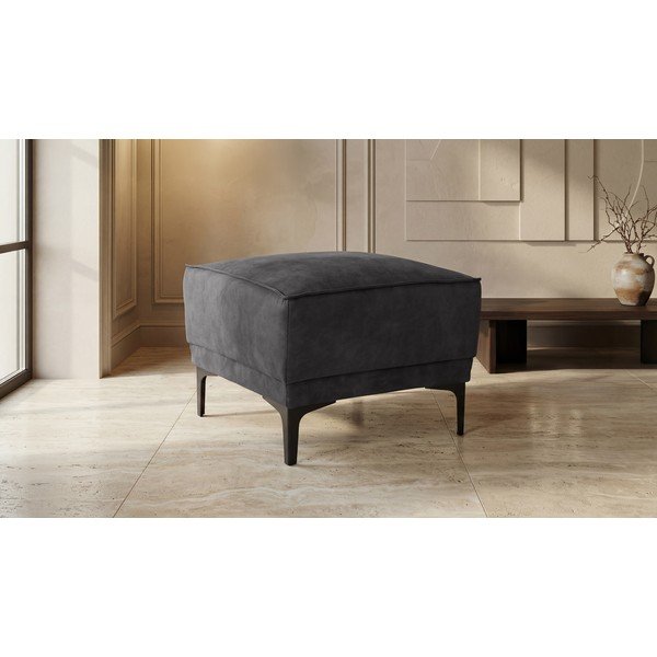 Antracīta pelēks pufs no ādas imitācijas Copenhagen – Scandic-image-1