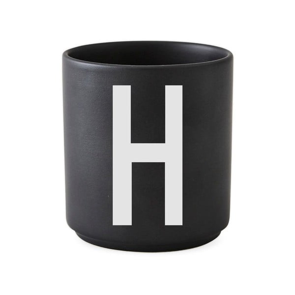 Melna porcelāna krūze Design Letters Alphabet H, 250 ml