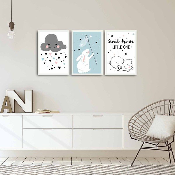 Bērnu plakāti (3 gab.) 35x50 cm Sweet Dreams Little One – Wallity-image-1