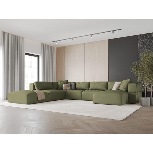 Gaiši zaļš stūra dīvāns (ar kreiso stūri/U veida) Esther – Milo Casa-image-1