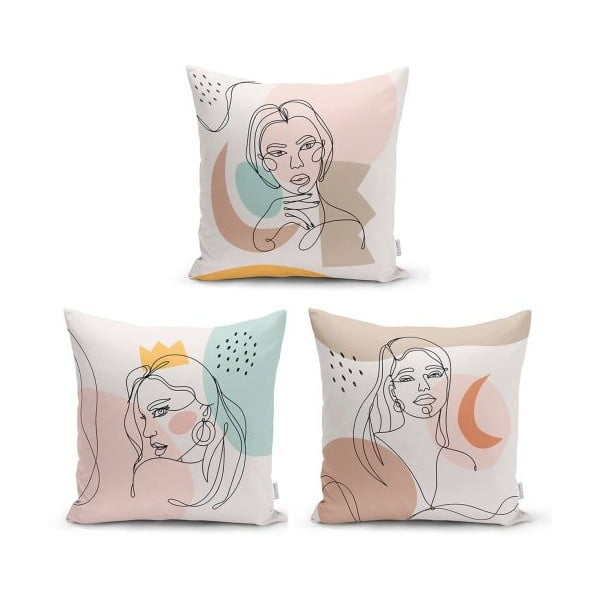 3 dekoratīvo spilvendrānu komplekts Minimalist Cushion Covers Minimalist Line, 45 x 45 cm