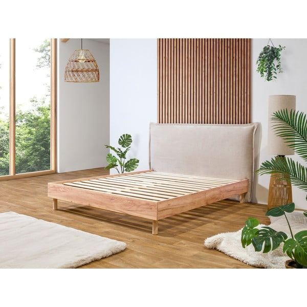 Bēša/dabīga toņa divvietīga gulta ar redelēm 180x200 cm Charlie – Bobochic Paris-image-1