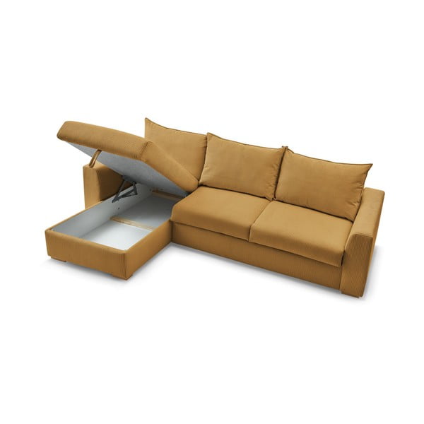 Dzeltens velveta salokāms stūra dīvāns (ar maināmu stūri) Augustin – Bobochic Paris-image-4