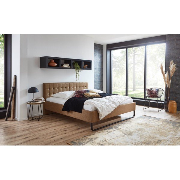 Gaiši brūna polsterēta divvietīga gulta bez režģa 180x200 cm Lambada – Meise Möbel-image-1