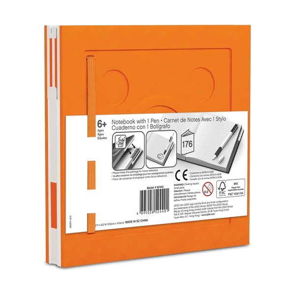 Oranžs kvadrātveida blociņš ar gēla pildspalvu LEGO®, 15,9 x 15,9 cm-image-2