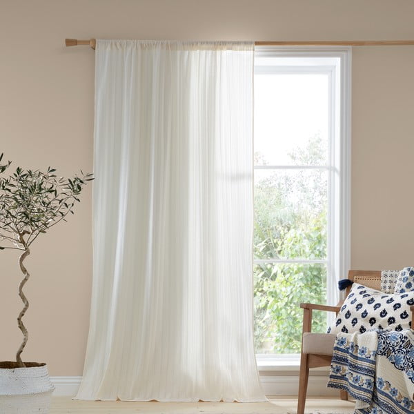 Balts kokvilnas dienas aizkars 140x122 cm Zofia Broderie Anglaise – Pineapple Elephant-image-1