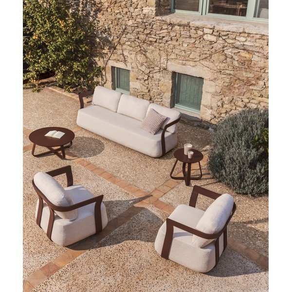 Brūns/bēšs polsterēts dārza dīvāns Tamaris – Kave Home-image-1
