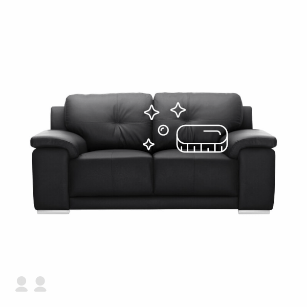 Divvietīga dīvāna ar mākslīgās ādas polsterējumu tīrīšana, mitrā dziļā tīrīšana + ādas kopšana